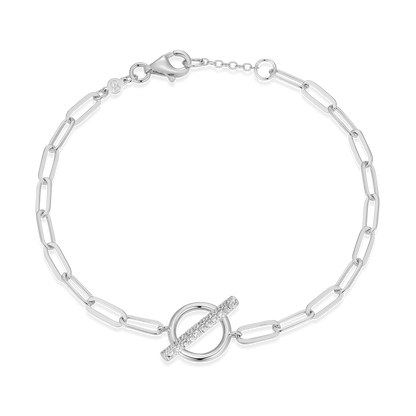 Lab-Created Diamond Toggle-Look Paperclip Bracelet in Rhodium-Plated Sterling Silver | M by Monte Luna