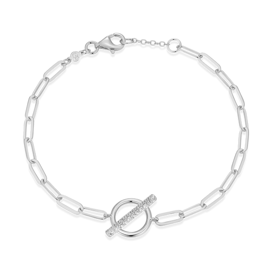 Lab-Created Diamond Toggle-Look Paperclip Bracelet in Rhodium-Plated Sterling Silver | M by Monte Luna