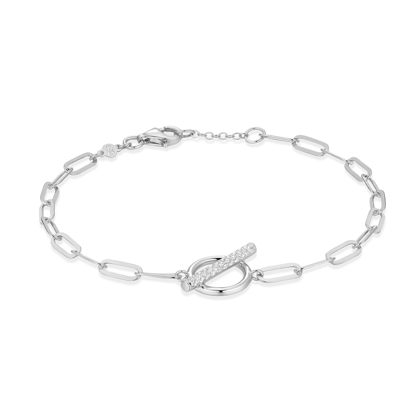 Lab-Created Diamond Toggle-Look Paperclip Bracelet in Rhodium-Plated Sterling Silver | M by Monte Luna