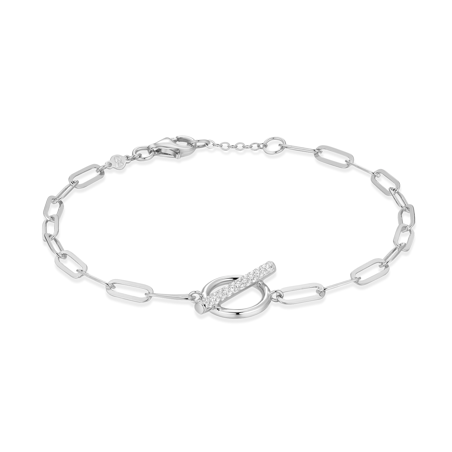 Lab-Created Diamond Toggle-Look Paperclip Bracelet in Rhodium-Plated Sterling Silver | M by Monte Luna
