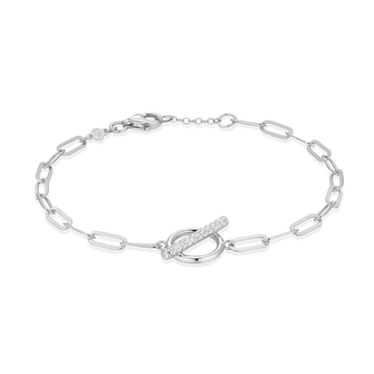 Lab-Created Diamond Toggle-Look Paperclip Bracelet in Rhodium-Plated Sterling Silver | M by Monte Luna