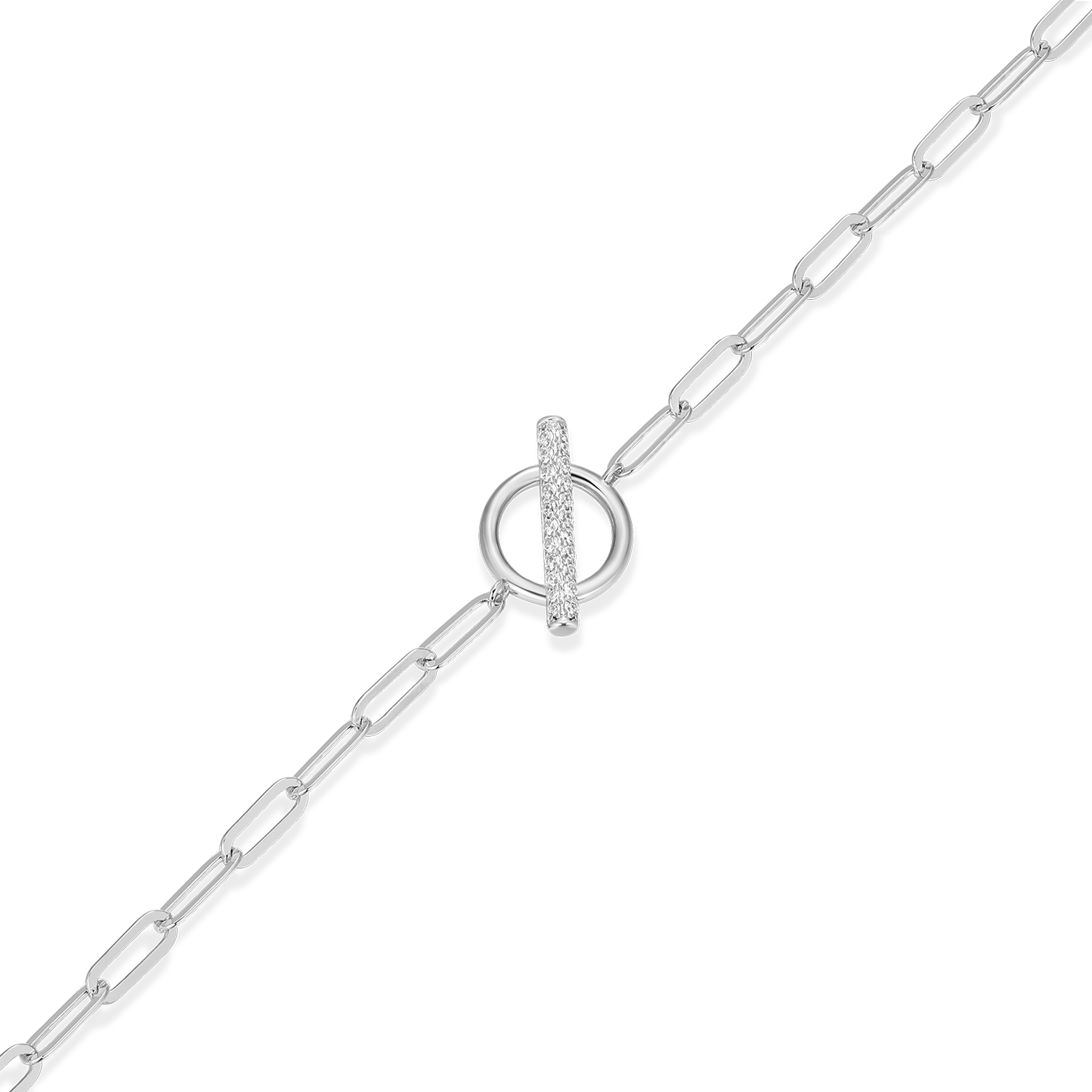 Lab-Created Diamond Toggle-Look Paperclip Bracelet in Rhodium-Plated Sterling Silver | M by Monte Luna