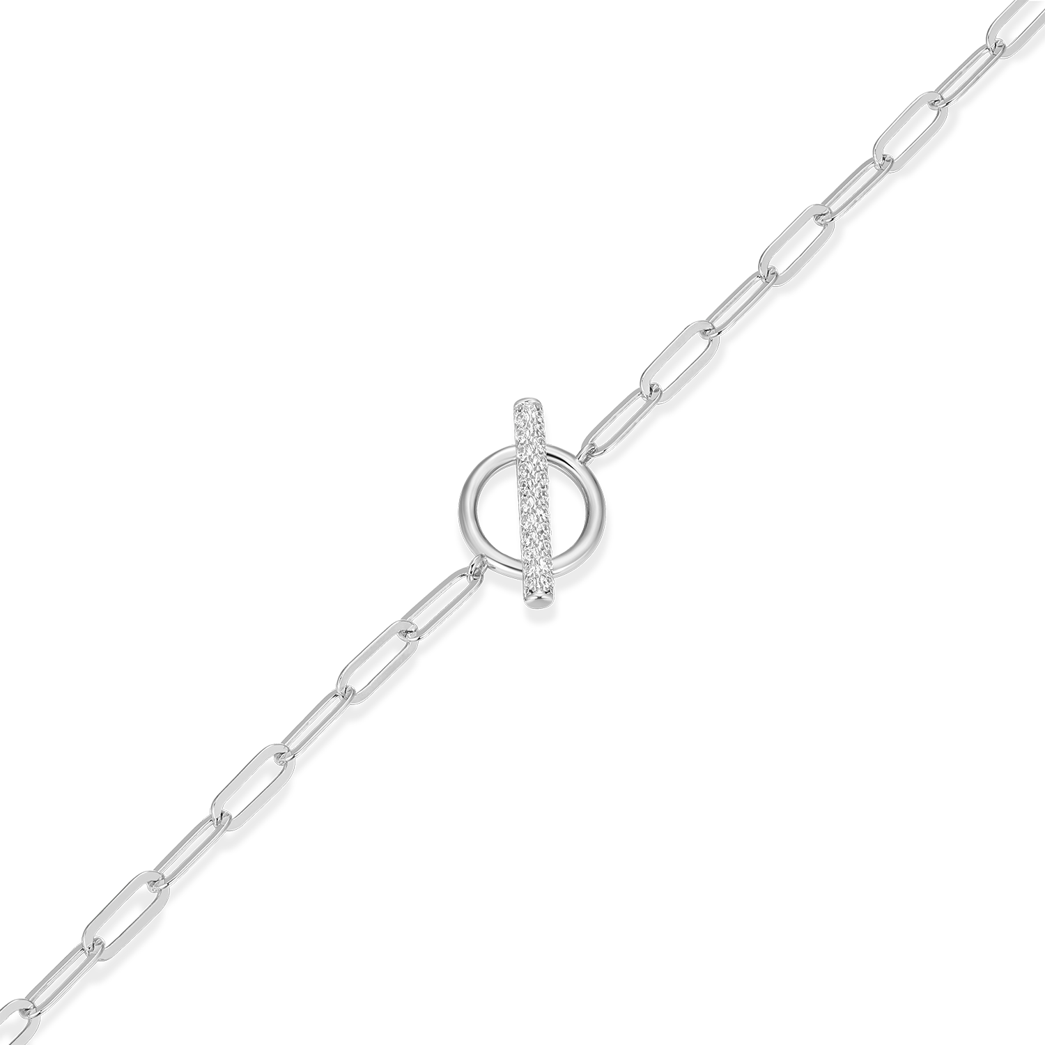 Lab-Created Diamond Toggle-Look Paperclip Bracelet in Rhodium-Plated Sterling Silver | M by Monte Luna