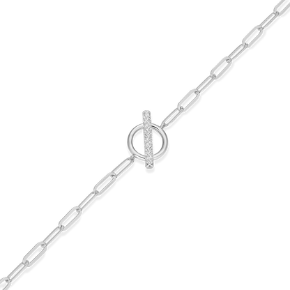 Lab-Created Diamond Toggle-Look Paperclip Bracelet in Rhodium-Plated Sterling Silver | M by Monte Luna