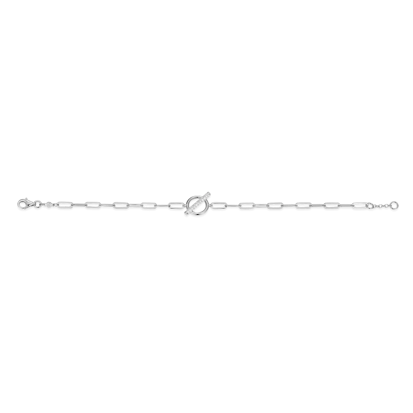 Lab-Created Diamond Toggle-Look Paperclip Bracelet in Rhodium-Plated Sterling Silver | M by Monte Luna