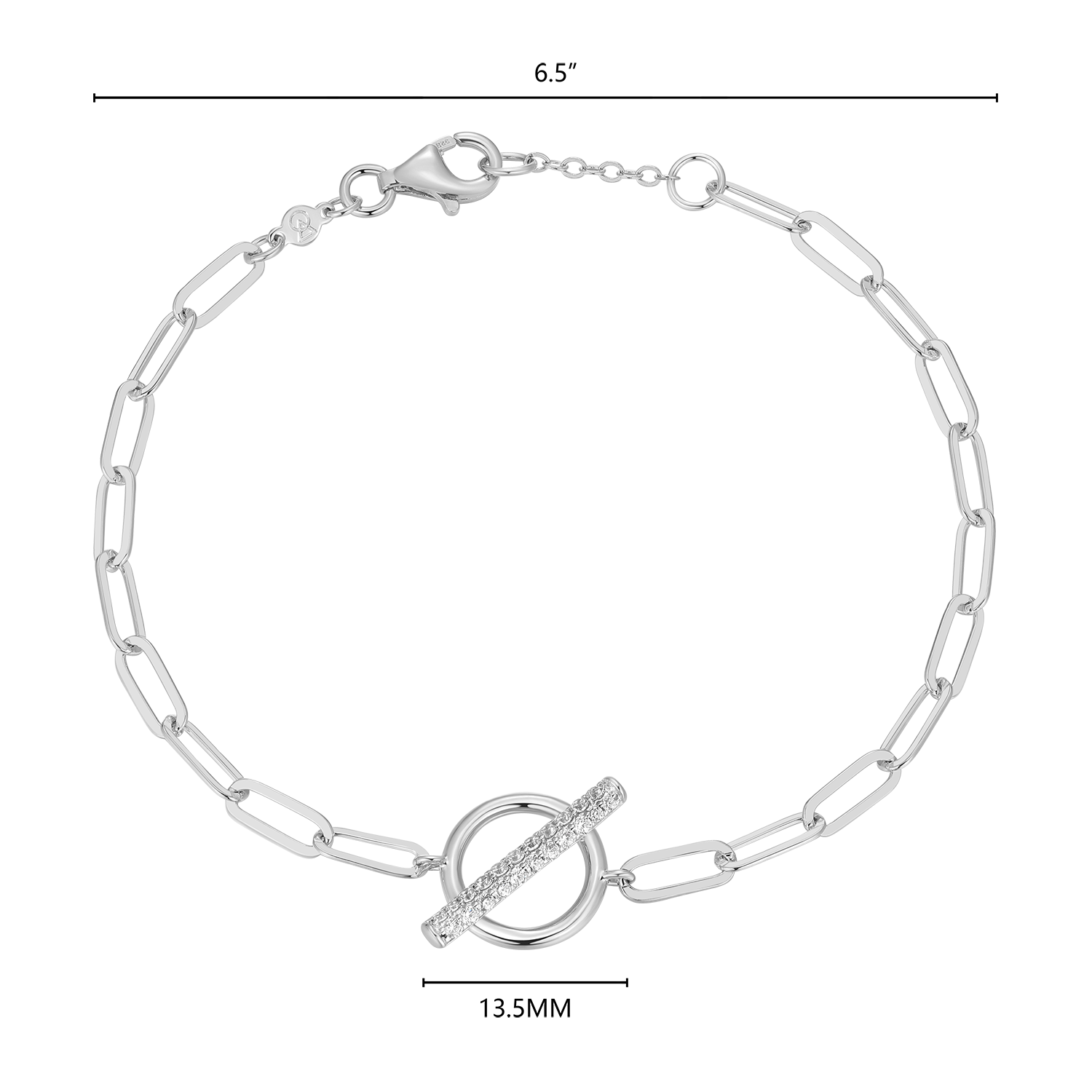 Lab-Created Diamond Toggle-Look Paperclip Bracelet in Rhodium-Plated Sterling Silver | M by Monte Luna