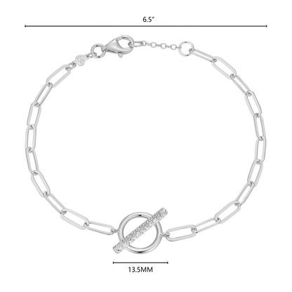 Lab-Created Diamond Toggle-Look Paperclip Bracelet in Rhodium-Plated Sterling Silver | M by Monte Luna