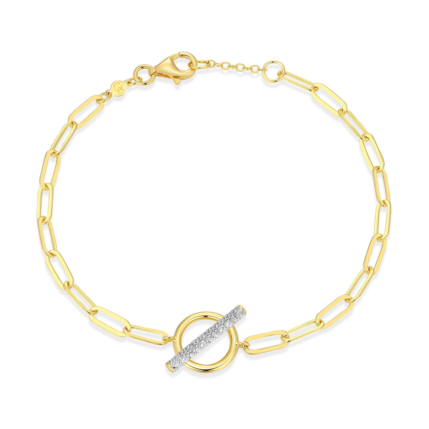 Lab-Created Diamond Toggle-Look Paperclip Bracelet in 14K Yellow Gold-Plated Sterling Silver | M by Monte Luna