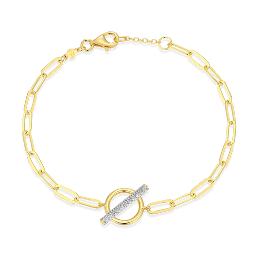 Lab-Created Diamond Toggle-Look Paperclip Bracelet in 14K Yellow Gold-Plated Sterling Silver | M by Monte Luna