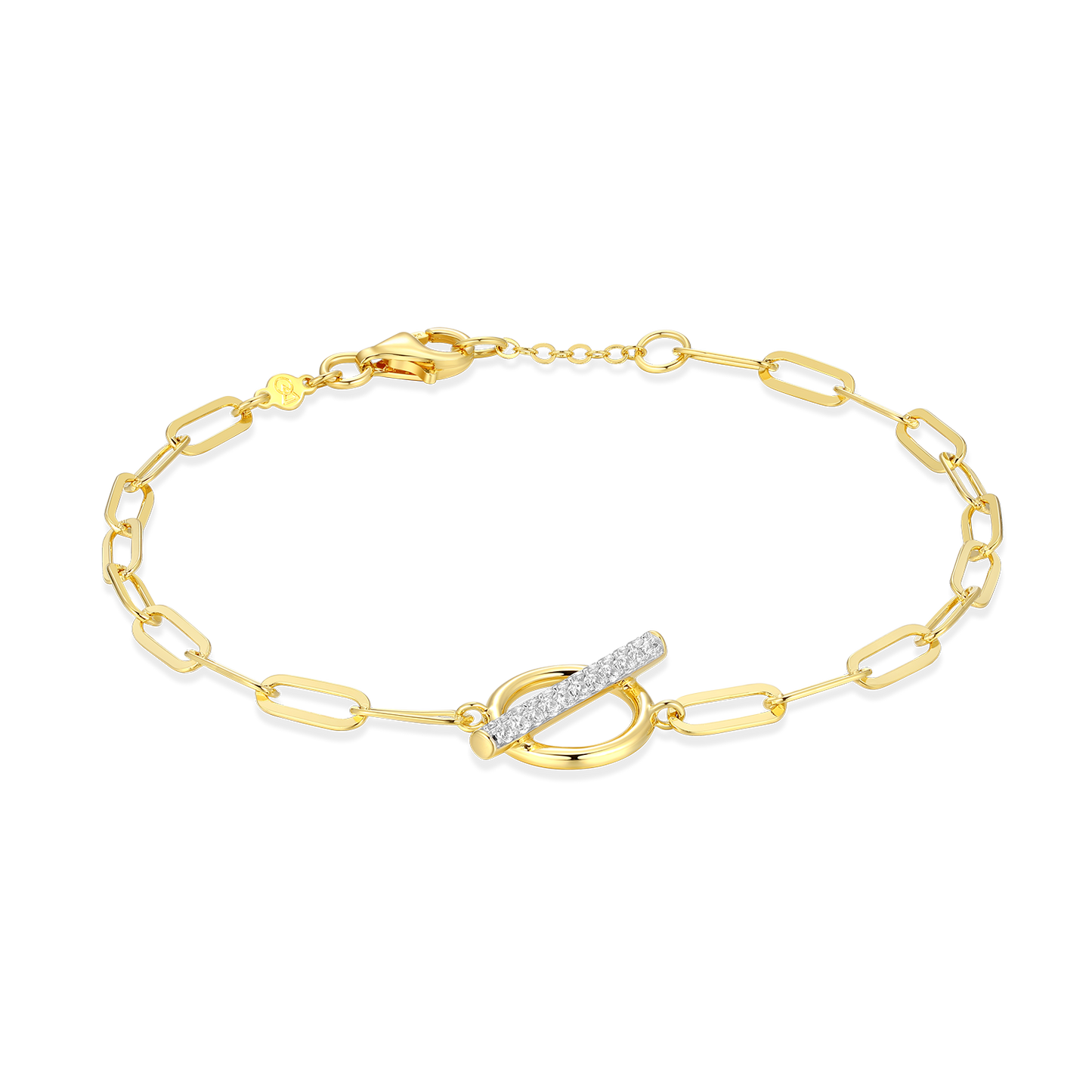Lab-Created Diamond Toggle-Look Paperclip Bracelet in 14K Yellow Gold-Plated Sterling Silver | M by Monte Luna