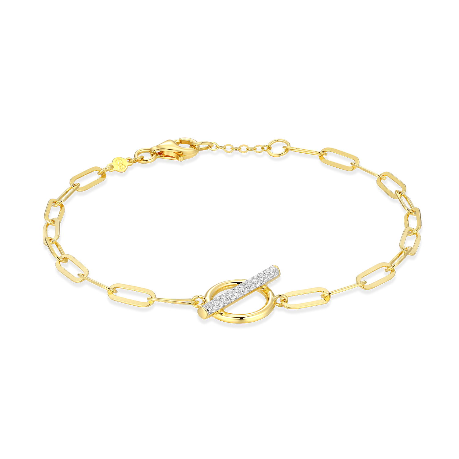 Lab-Created Diamond Toggle-Look Paperclip Bracelet in 14K Yellow Gold-Plated Sterling Silver | M by Monte Luna
