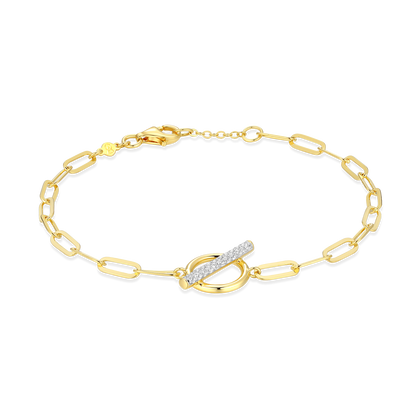 Lab-Created Diamond Toggle-Look Paperclip Bracelet in 14K Yellow Gold-Plated Sterling Silver | M by Monte Luna