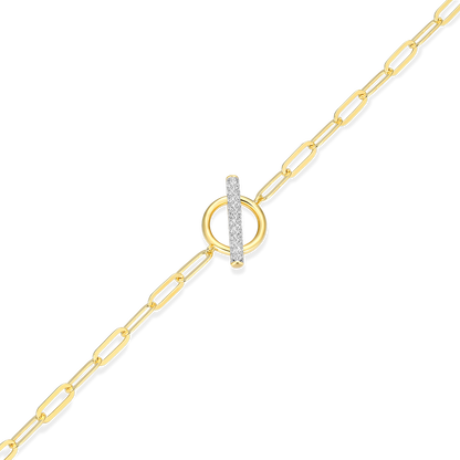 Lab-Created Diamond Toggle-Look Paperclip Bracelet in 14K Yellow Gold-Plated Sterling Silver | M by Monte Luna