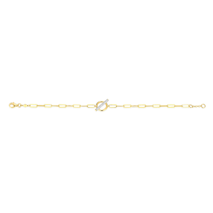 Lab-Created Diamond Toggle-Look Paperclip Bracelet in 14K Yellow Gold-Plated Sterling Silver | M by Monte Luna