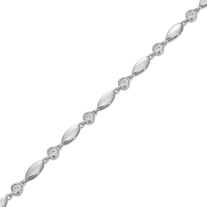 Marquise & Bezel Set Lab-Created Diamond Line Bracelet in Rhodium-Plated Sterling Silver | M by Monte Luna