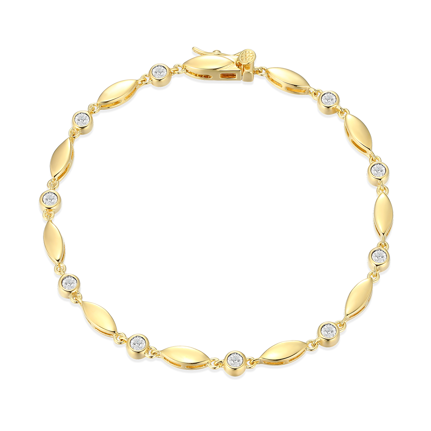 Marquise & Bezel Set Lab-Created Diamond Line Bracelet in 14K Yellow Gold-Plated Sterling Silver | M by Monte Luna