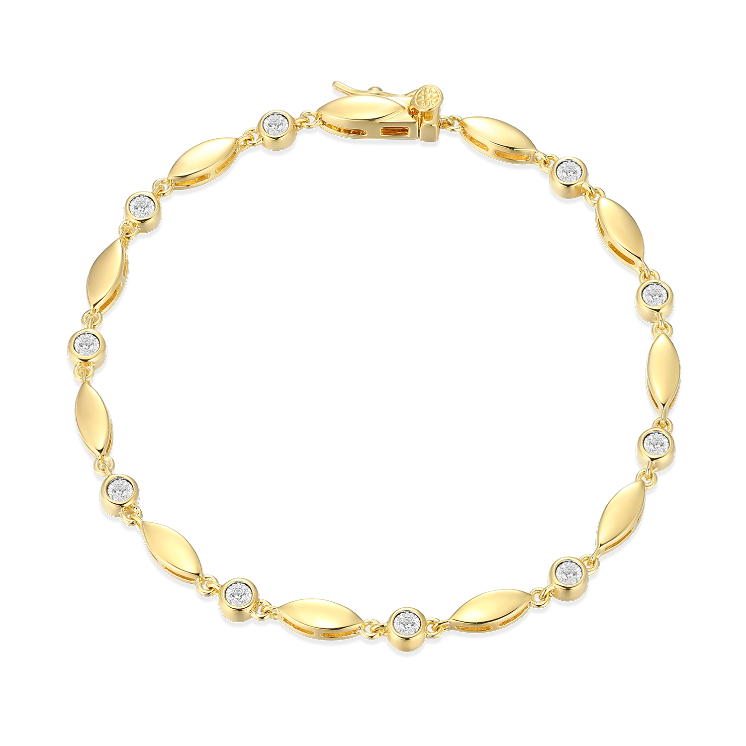Marquise & Bezel Set Lab-Created Diamond Line Bracelet in 14K Yellow Gold-Plated Sterling Silver | M by Monte Luna