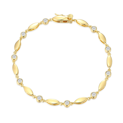 Marquise & Bezel Set Lab-Created Diamond Line Bracelet in 14K Yellow Gold-Plated Sterling Silver | M by Monte Luna