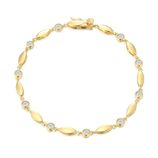 Marquise & Bezel Set Lab-Created Diamond Line Bracelet in 14K Yellow Gold-Plated Sterling Silver | M by Monte Luna