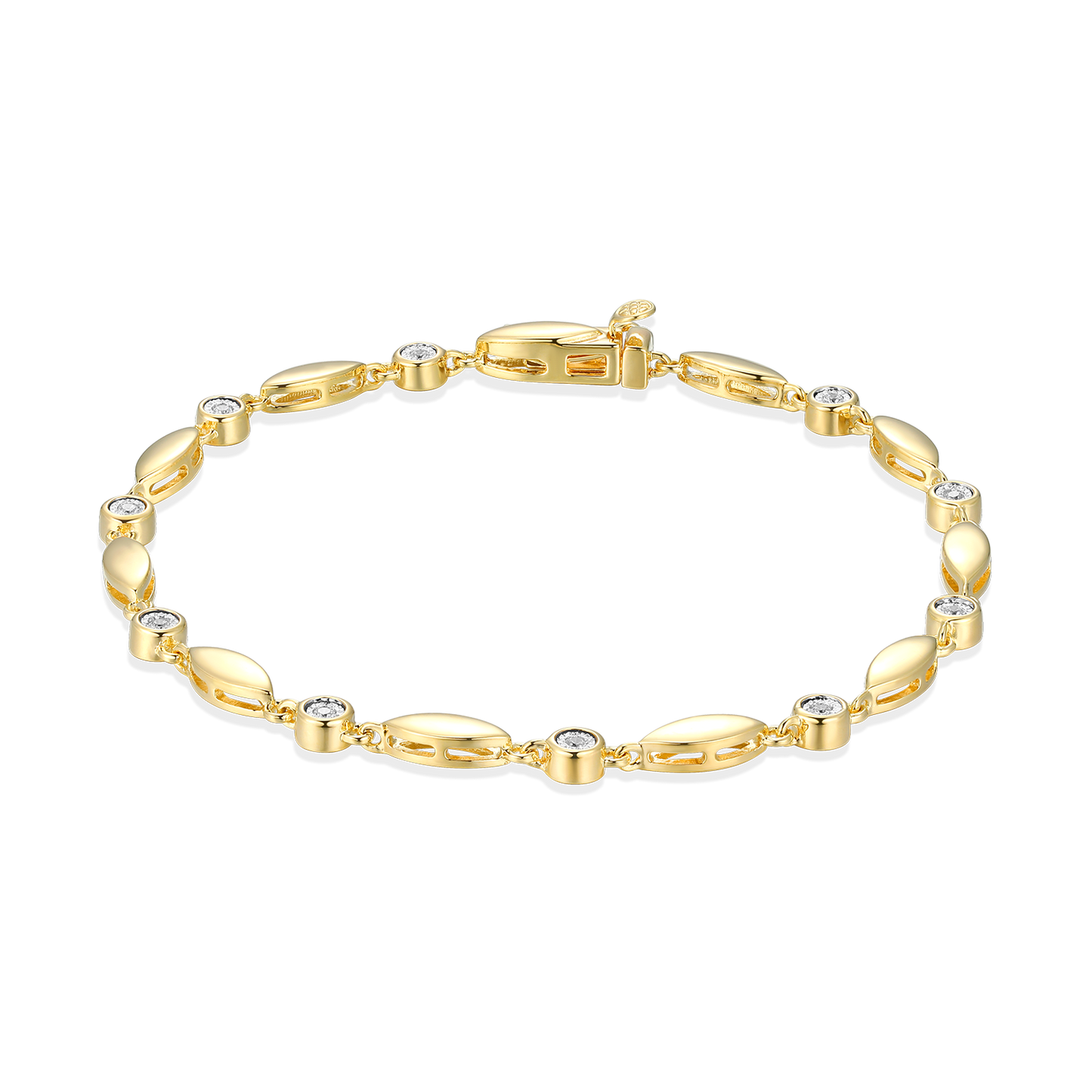 Marquise & Bezel Set Lab-Created Diamond Line Bracelet in 14K Yellow Gold-Plated Sterling Silver | M by Monte Luna
