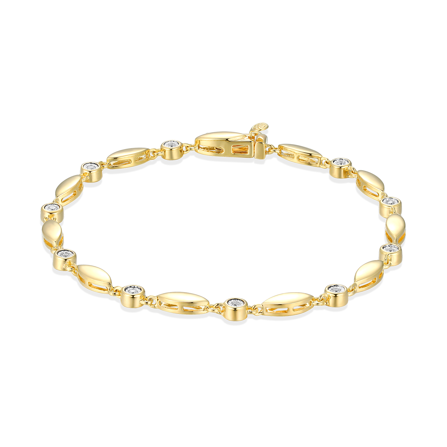 Marquise & Bezel Set Lab-Created Diamond Line Bracelet in 14K Yellow Gold-Plated Sterling Silver | M by Monte Luna