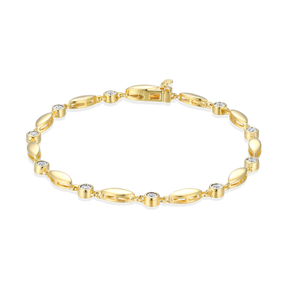 Marquise & Bezel Set Lab-Created Diamond Line Bracelet in 14K Yellow Gold-Plated Sterling Silver | M by Monte Luna