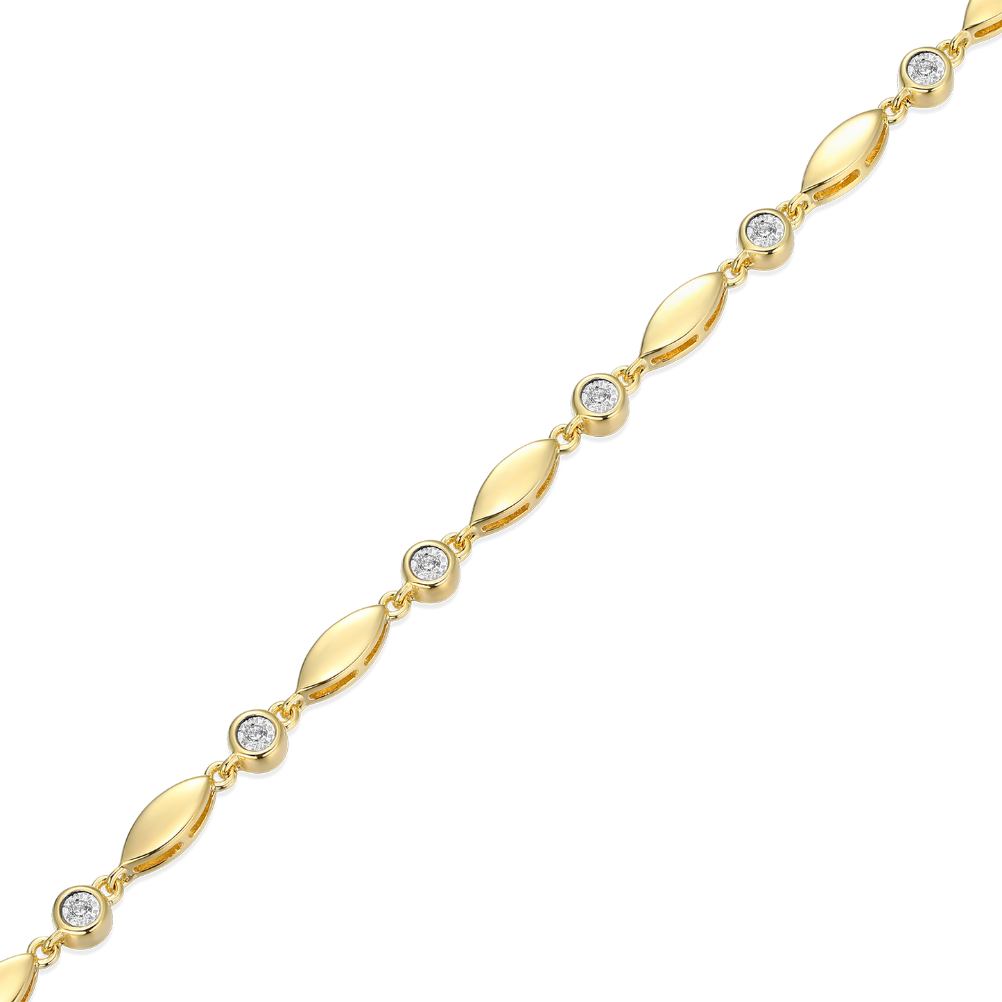 Marquise & Bezel Set Lab-Created Diamond Line Bracelet in 14K Yellow Gold-Plated Sterling Silver | M by Monte Luna