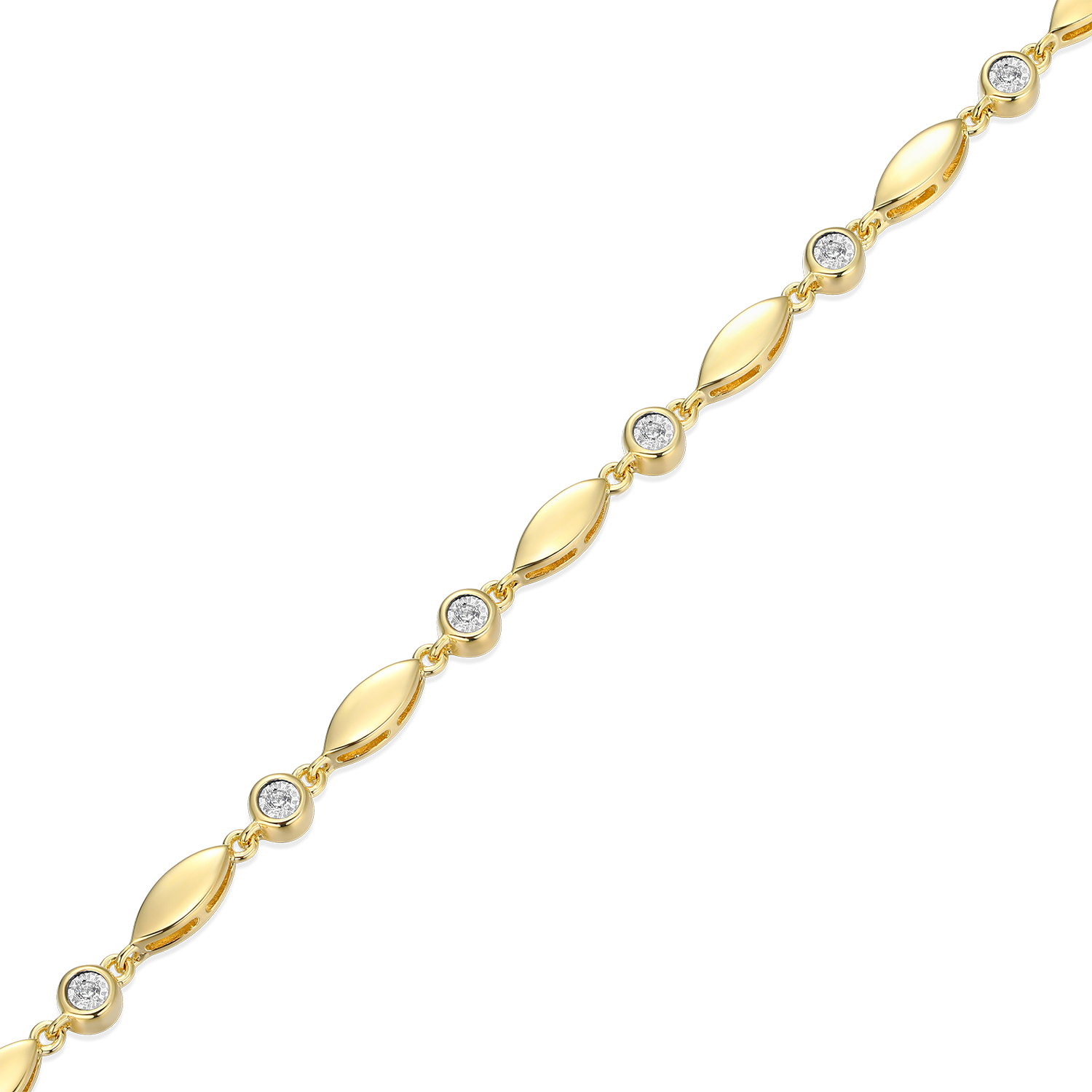 Marquise & Bezel Set Lab-Created Diamond Line Bracelet in 14K Yellow Gold-Plated Sterling Silver | M by Monte Luna