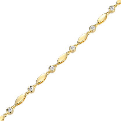 Marquise & Bezel Set Lab-Created Diamond Line Bracelet in 14K Yellow Gold-Plated Sterling Silver | M by Monte Luna