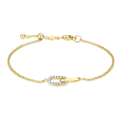 Twin Paperclip Pendant Lab-Created Diamond Bolo Bracelet in 14K Yellow Gold-Plated Sterling Silver | M by Monte Luna