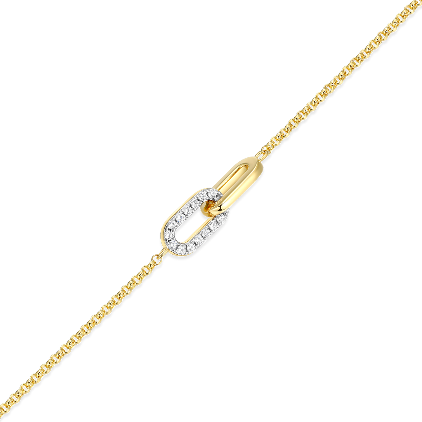 Twin Paperclip Pendant Lab-Created Diamond Bolo Bracelet in 14K Yellow Gold-Plated Sterling Silver | M by Monte Luna