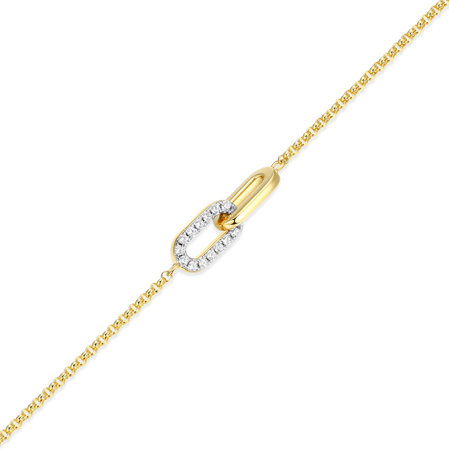Twin Paperclip Pendant Lab-Created Diamond Bolo Bracelet in 14K Yellow Gold-Plated Sterling Silver | M by Monte Luna