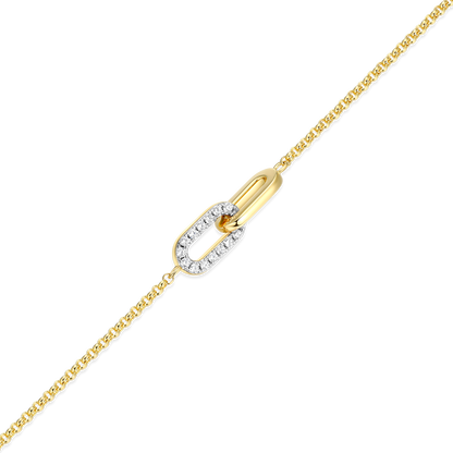 Twin Paperclip Pendant Lab-Created Diamond Bolo Bracelet in 14K Yellow Gold-Plated Sterling Silver | M by Monte Luna
