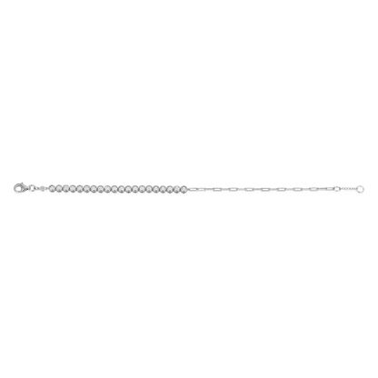 Mini Paperclip Chain & Bezel-Set Lab-Created Diamond Bracelet in Rhodium-Plated Sterling Silver | M by Monte Luna