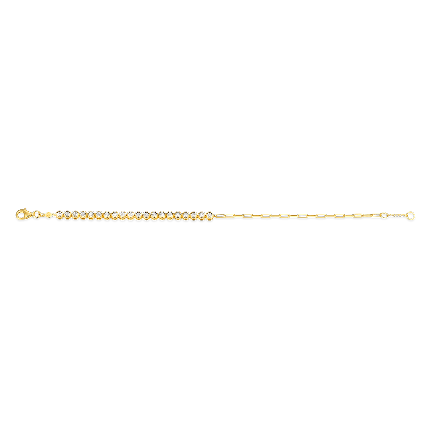 Mini Paperclip Chain & Bezel-Set Lab-Created Diamond Bracelet in 14K Yellow Gold-Plated Sterling Silver | M by Monte Luna
