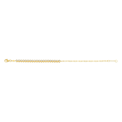 Mini Paperclip Chain & Bezel-Set Lab-Created Diamond Bracelet in 14K Yellow Gold-Plated Sterling Silver | M by Monte Luna