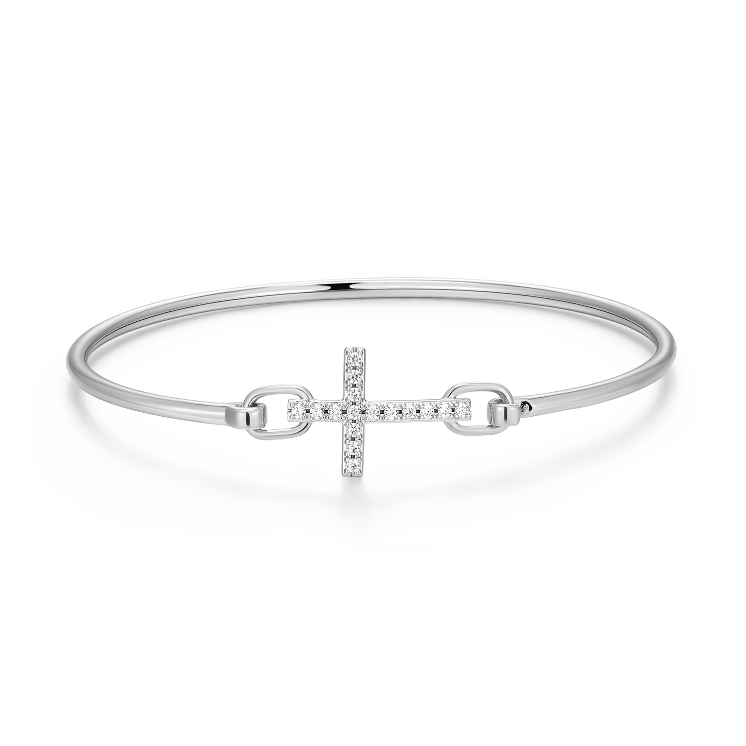 Cross Lab-Created Diamond Flex Bangle in Rhodium-Plated Sterling Silver | M by Monte Luna