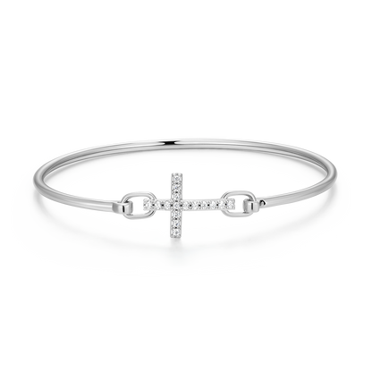 Cross Lab-Created Diamond Flex Bangle in Rhodium-Plated Sterling Silver | M by Monte Luna