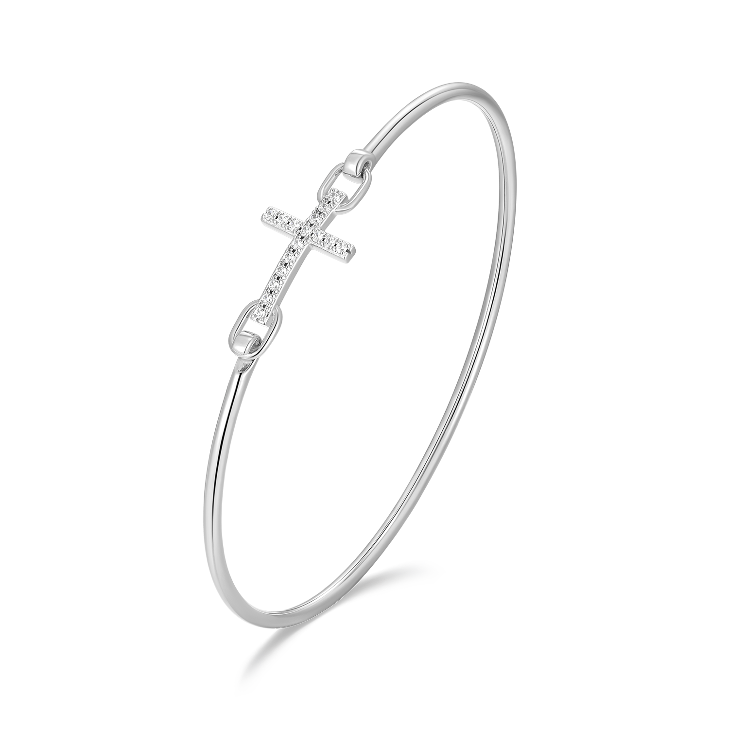 Cross Lab-Created Diamond Flex Bangle in Rhodium-Plated Sterling Silver | M by Monte Luna