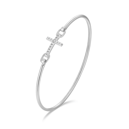 Cross Lab-Created Diamond Flex Bangle in Rhodium-Plated Sterling Silver | M by Monte Luna
