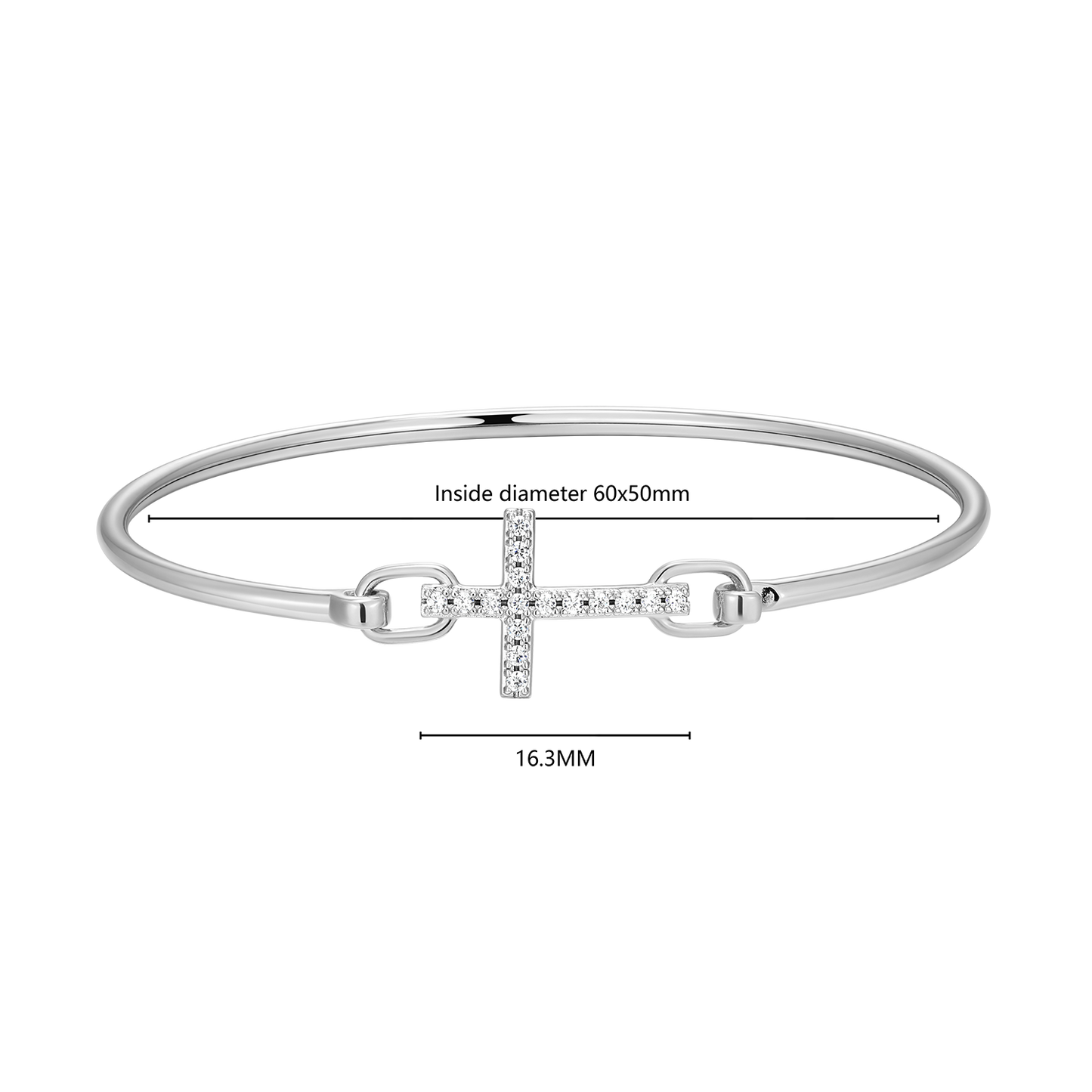Cross Lab-Created Diamond Flex Bangle in Rhodium-Plated Sterling Silver | M by Monte Luna