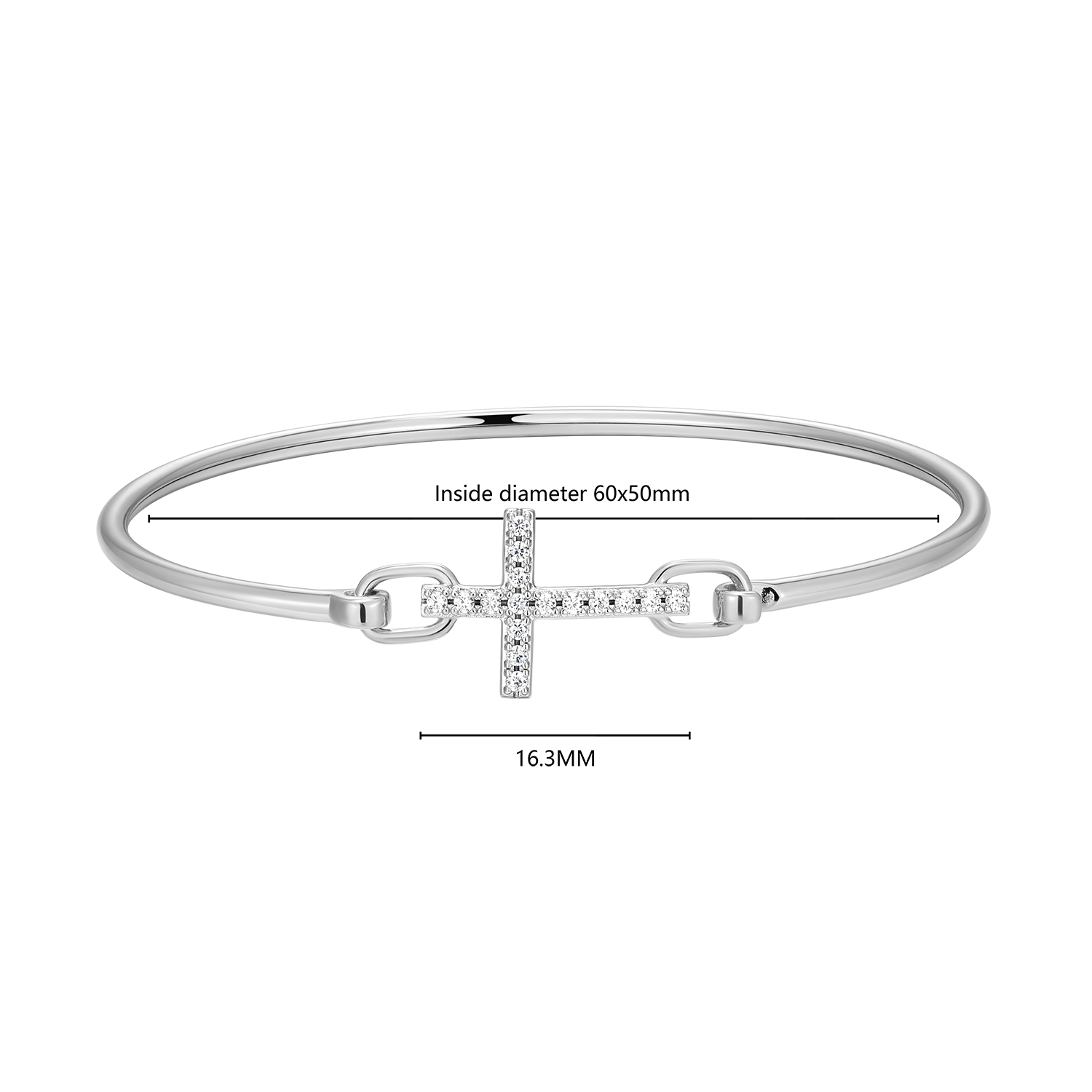 Cross Lab-Created Diamond Flex Bangle in Rhodium-Plated Sterling Silver | M by Monte Luna