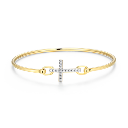 Cross Lab-Created Diamond Flex Bangle in 14K Yellow Gold-Plated Sterling Silver | M by Monte Luna
