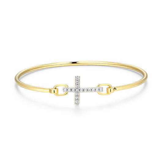 Cross Lab-Created Diamond Flex Bangle in 14K Yellow Gold-Plated Sterling Silver | M by Monte Luna