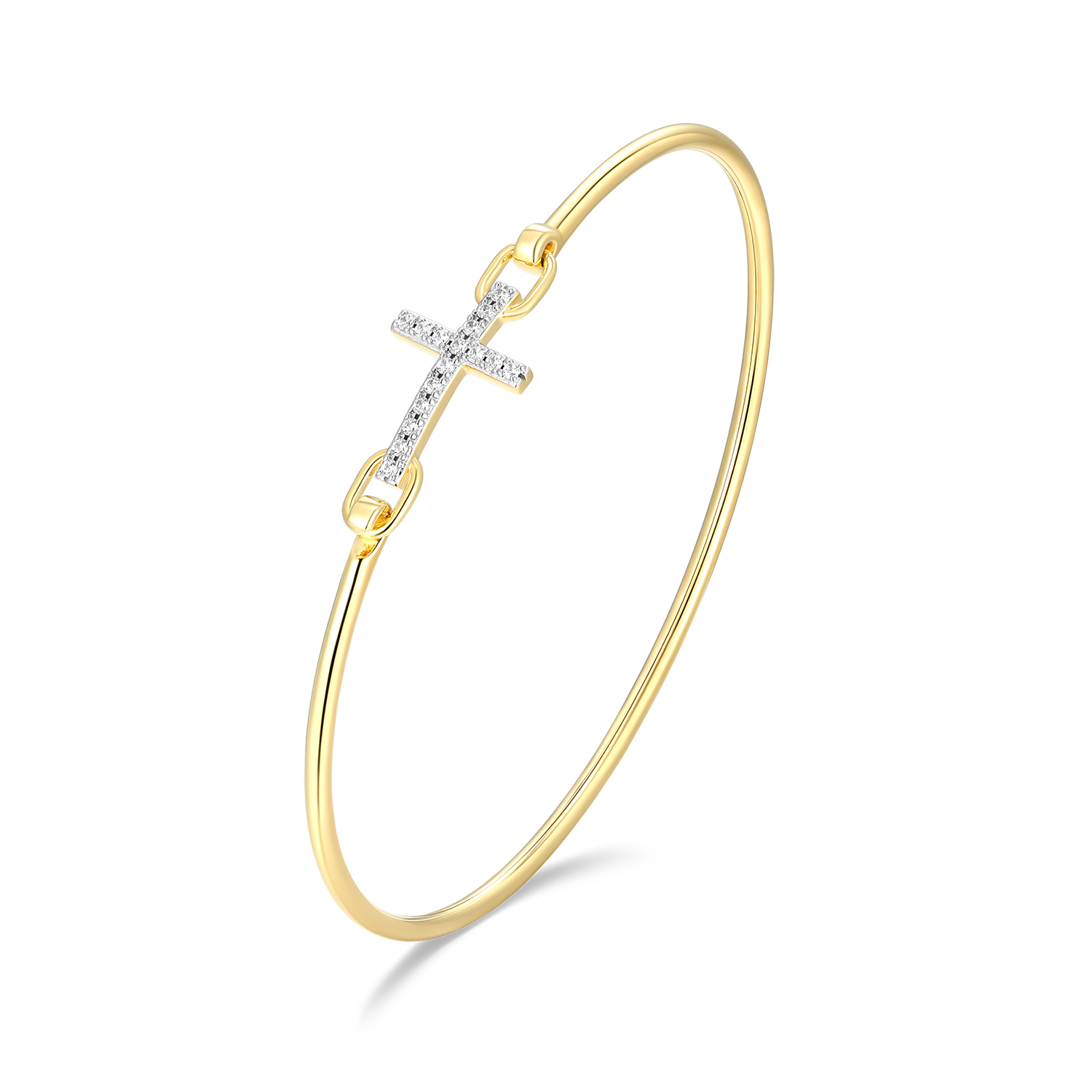 Cross Lab-Created Diamond Flex Bangle in 14K Yellow Gold-Plated Sterling Silver | M by Monte Luna