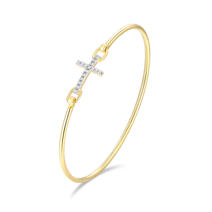 Cross Lab-Created Diamond Flex Bangle in 14K Yellow Gold-Plated Sterling Silver | M by Monte Luna
