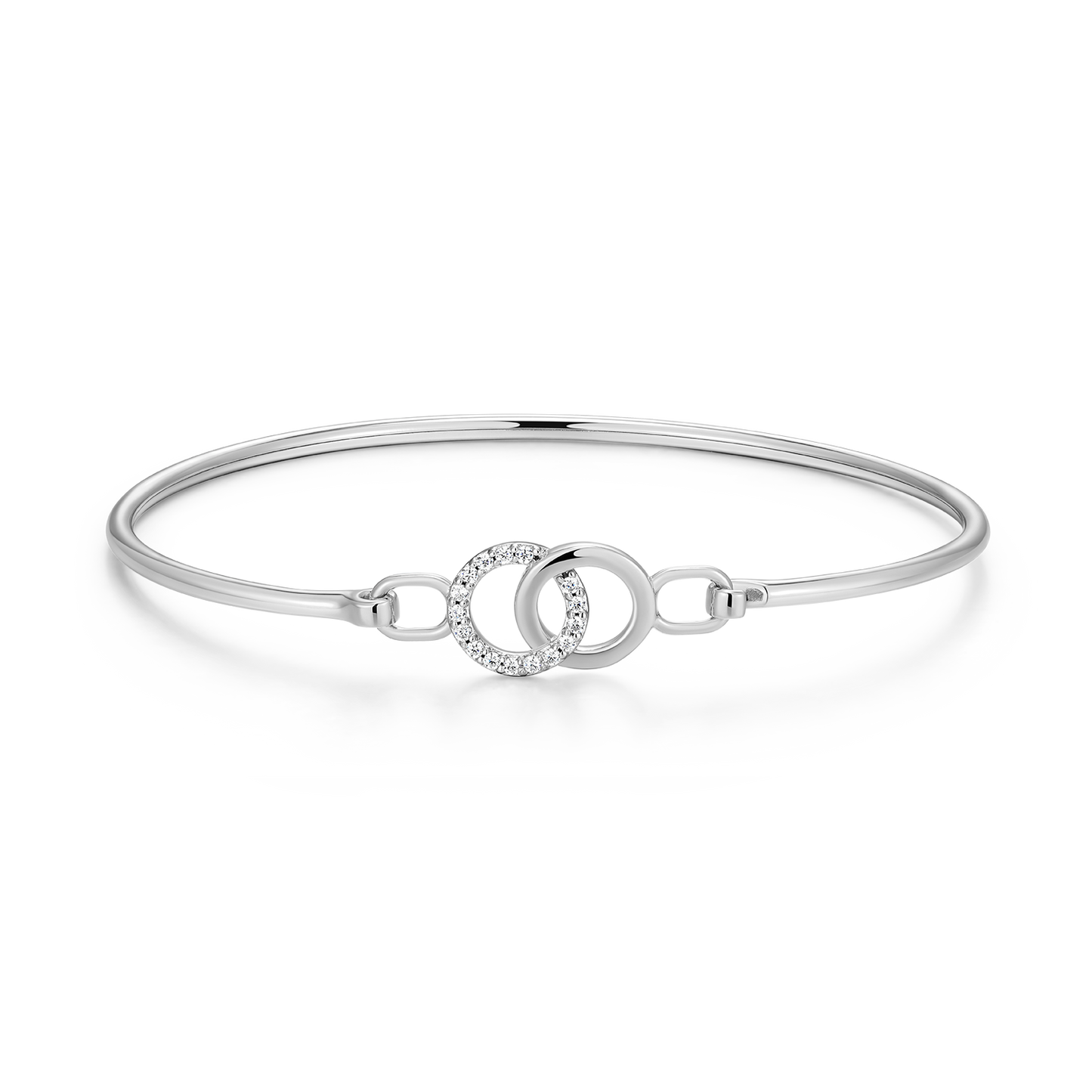 Twin Circle Lab-Created Diamond Flex Bangle in Rhodium-Plated Sterling Silver | M by Monte Luna