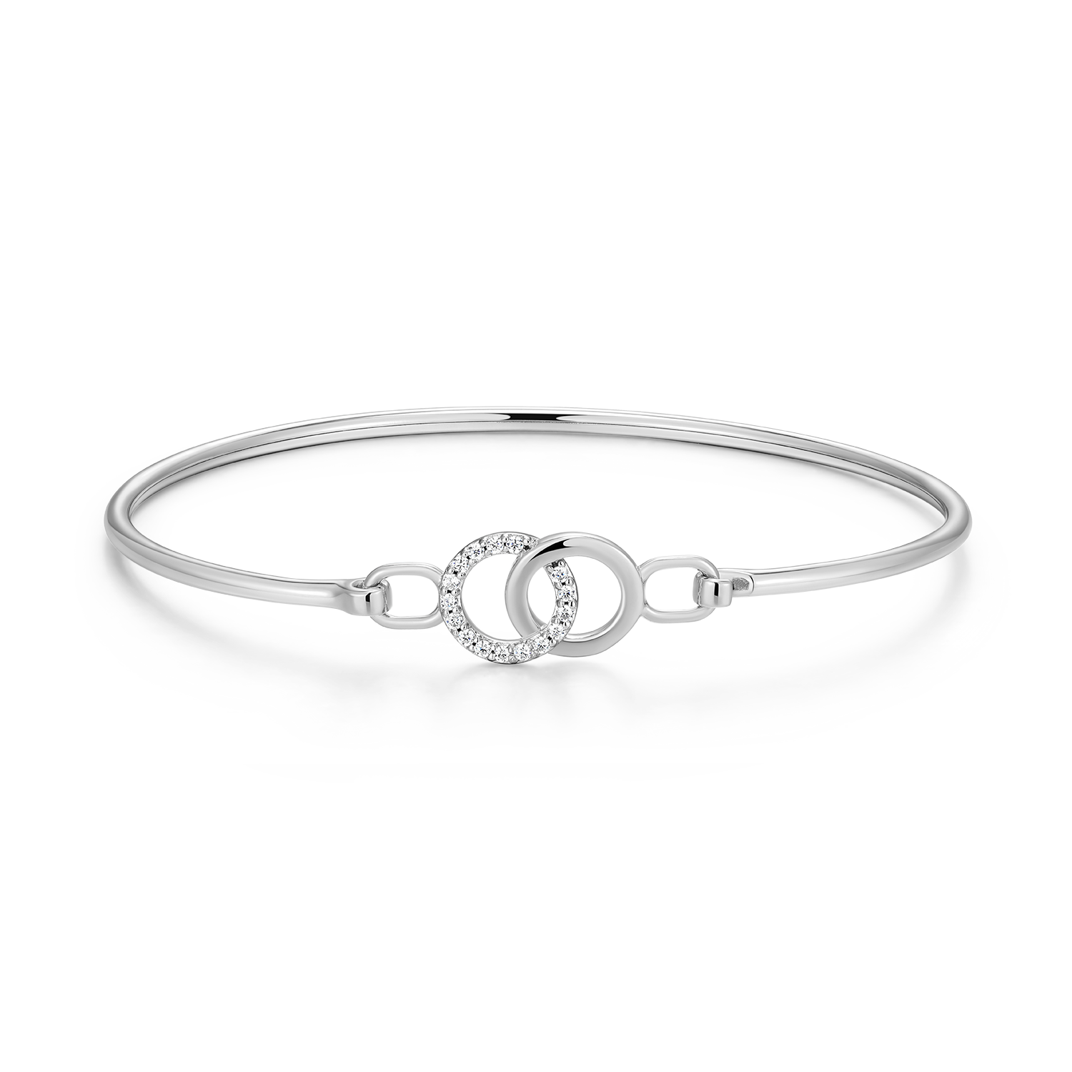 Twin Circle Lab-Created Diamond Flex Bangle in Rhodium-Plated Sterling Silver | M by Monte Luna