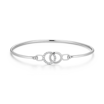 Twin Circle Lab-Created Diamond Flex Bangle in Rhodium-Plated Sterling Silver | M by Monte Luna