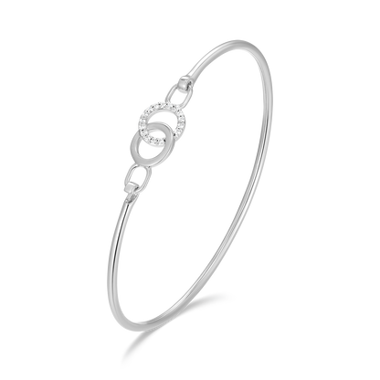 Twin Circle Lab-Created Diamond Flex Bangle in Rhodium-Plated Sterling Silver | M by Monte Luna